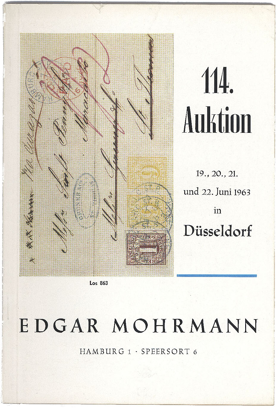 titel page of the catelogue for the 114th Edgar Mohrman auction (June 1963)